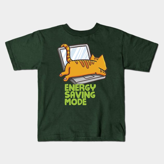 Cat in Energy Saving Mode Kids T-Shirt by Jocularity Art